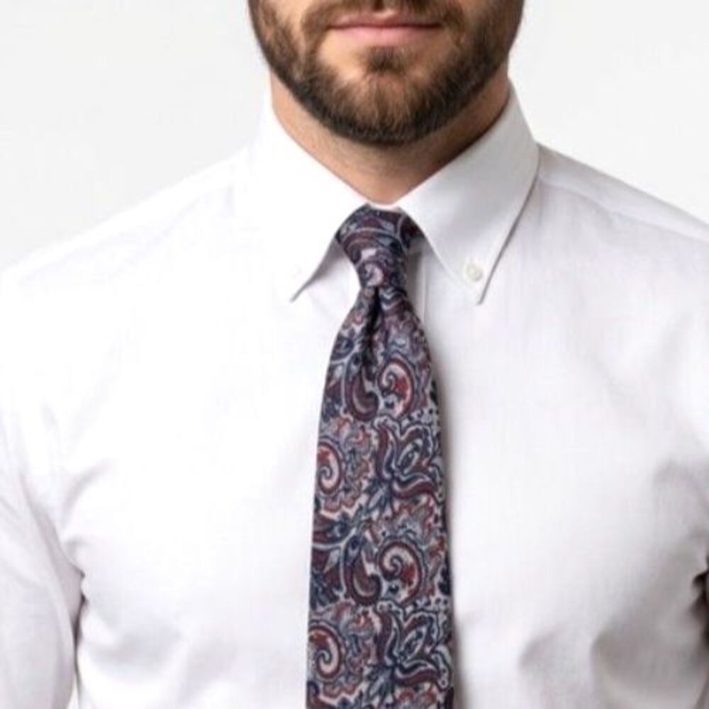 Christian Dior Cravates Men's Blue Red Gray Paisley Vintage 100% Silk Tie